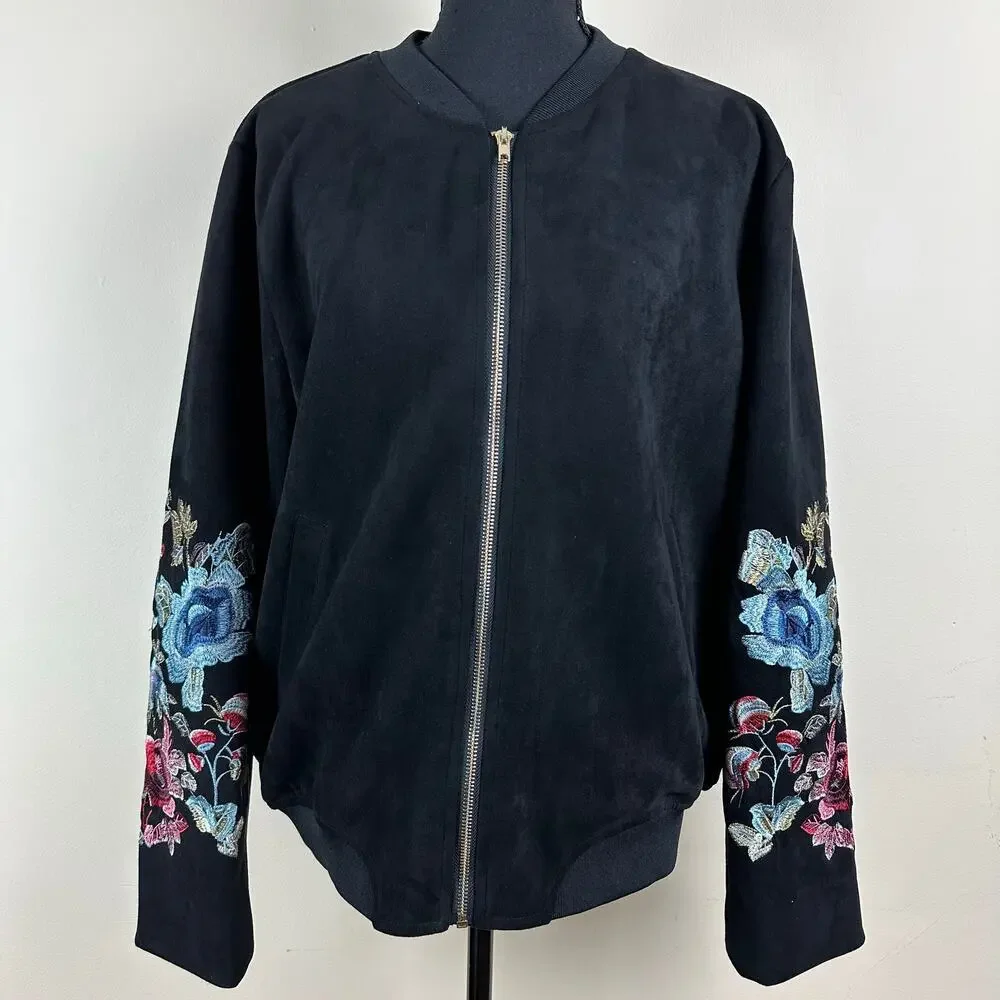 Solitaire Velvet Embroidered Bomber Jacket XL Dark Academia Whimsigoth Twee Y2K